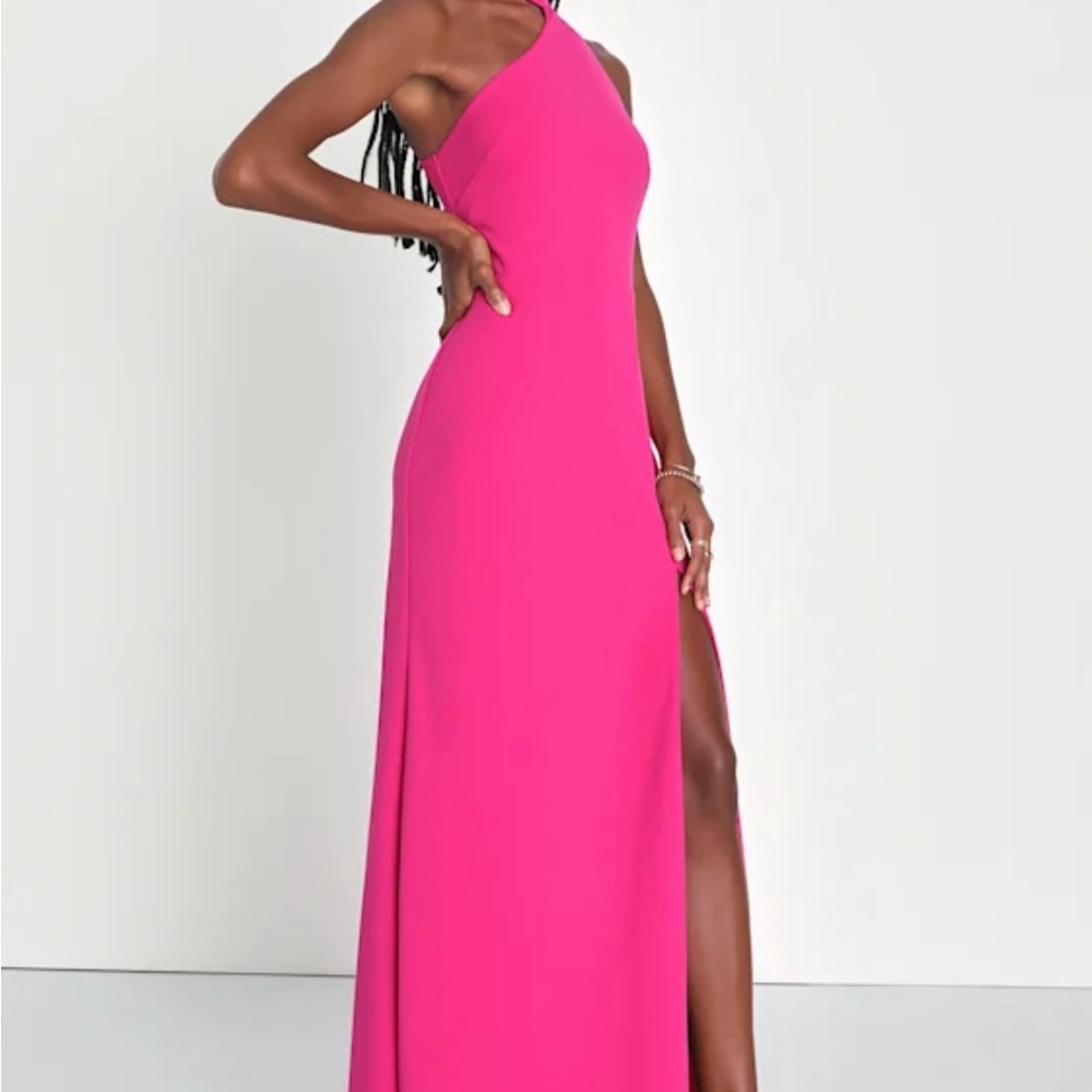 Lulu's Vibrant Pink One-Shoulder Dress
